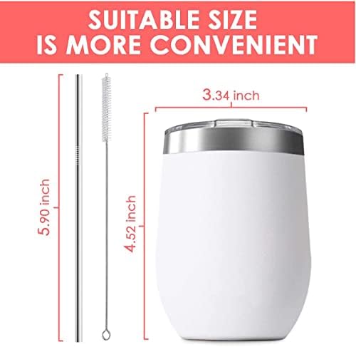 6 Pack 12 oz Stainless Steel Wine Tumbler with Lids, Double Wall