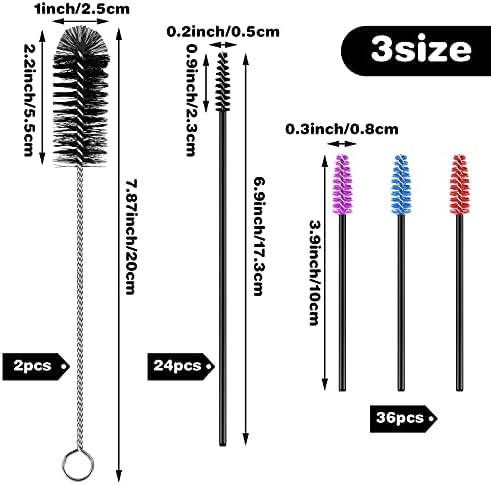62 Pcs 3 Size Hummingbird Feeder Cleaning Brush for Feeder, Black