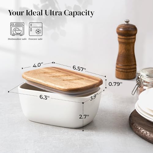 DOWAN 6.5" Large Butter Dish - Ceramic Butter Dish with Lid for