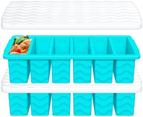 1/2 Cup Silicone Freezer Molds with Lid, 2-Pack Silicone Freezer Trays