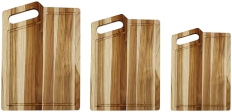 EcoDecors Teak Cutting Board Set with Juice Groove, 3-Piece