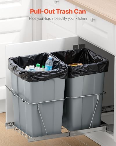 VEVOR Pullout Trash Can, 35 QT x2, Grey