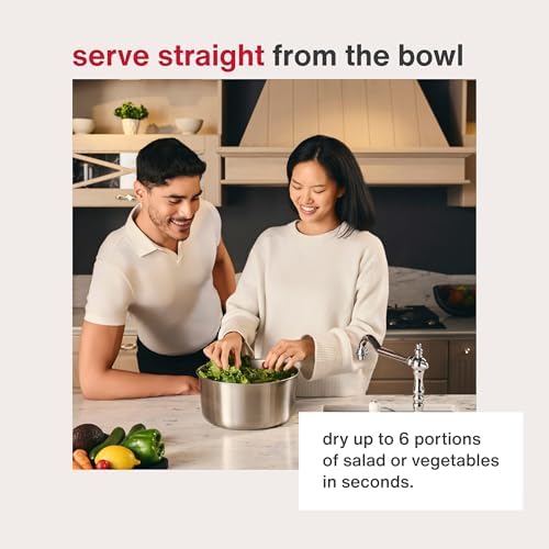 Zyliss Easy Spin Salad Spinner, 4–6 Servings, Large, Stainless Steel