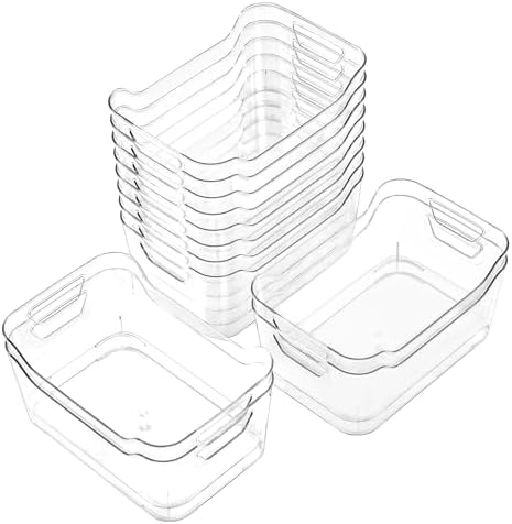 12 Pack Clear Plastic Storage Bins with Handles