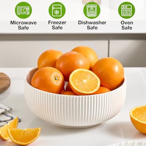 Mfacoy 2 Pack Salad Bowl, 8 inch 60 oz Large Serving Bowl Set, Deep