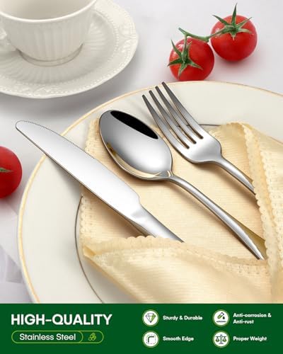 PHILIPALA 20 Piece Silverware Set, Stainless Steel Flatware Set for 4
