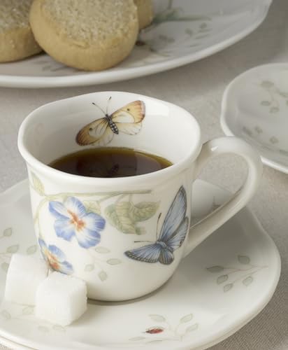 Lenox 897806 Butterfly Meadow Espresso Cup & Saucer, Set Of 4, Service
