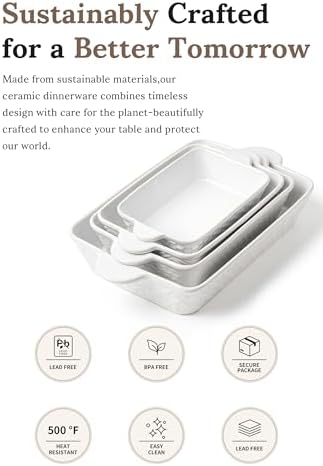 FOBENTA Casserole Dishes for Oven - Ceramic Bakeware Sets of 4