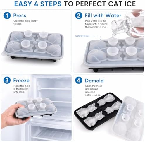 Cat Ice Cube Tray Mold - Cute Fun Ice Molds Gifts for Cat Lovers Women