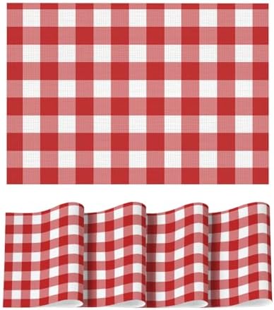 Artoid Mode Buffalo Plaid Vinyl Placemats Set of 4, 12x18 Inch