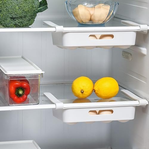 White 12-grid Drawer Egg Storage Box for Refrigerator, 3pcs