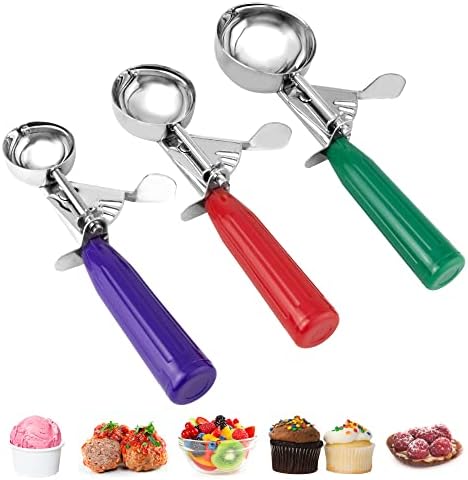 HUDAEN Cookie Scoop Set,Ice Cream Scoop Set,3 PCS Colorful Ice Cream
