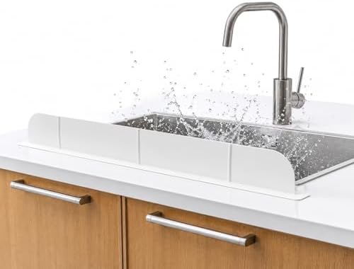 30 Inch Silicone Kitchen Sink Splash Guard, Eco White