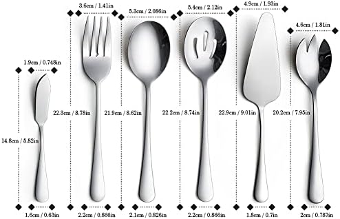 AOOSY Serving Utensils,6 Pcs Stainless Steel Silverware Serving Set