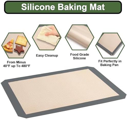 Baking Sheet Tray Cooling Rack with Silicone Mat Set, Stainless Steel