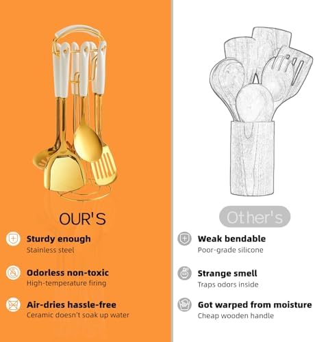 Novellus 7-Piece Gold Kitchen Utensil Set