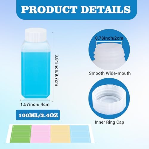 DEMORA 3.4oz Small Square Plastic Travel Bottles, Reusable Leak Proof