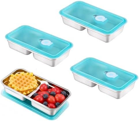 Snack Containers Reusable, Stainless Steel Double Compartment