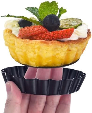 DATANYA Mini Tart Pans Removable Bottom 3 Inch, Carbon Steel Nonstick
