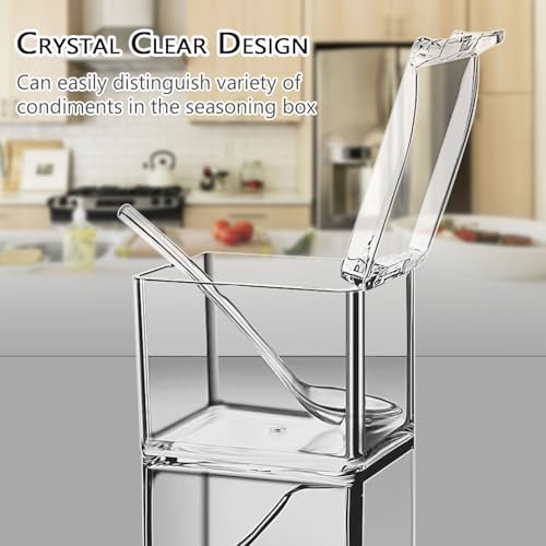 Clear Seasoning Box,V-Resourcing 4 Pieces Clear Seasoning Storage