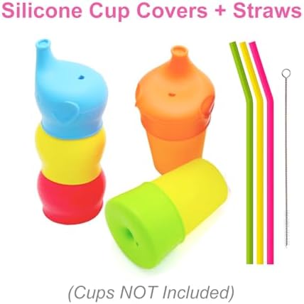 Silicone Sippy Straw Cup Lids, 5 Pack