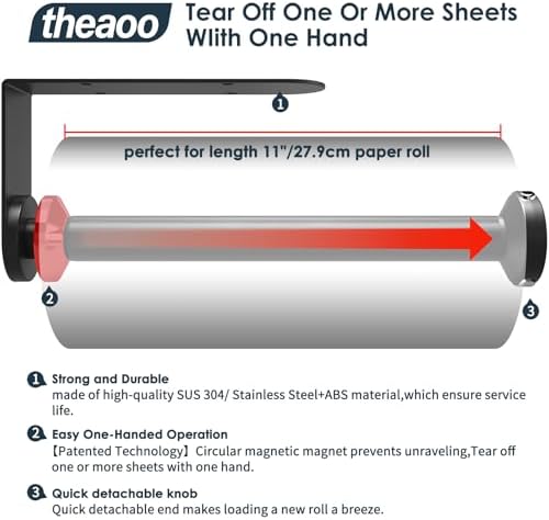 theaoo Silver Under Cabinet Paper Towel Holder