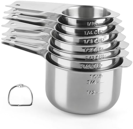 Stainless Steel Measuring Cups Set of 7, Stackable Measure Cups