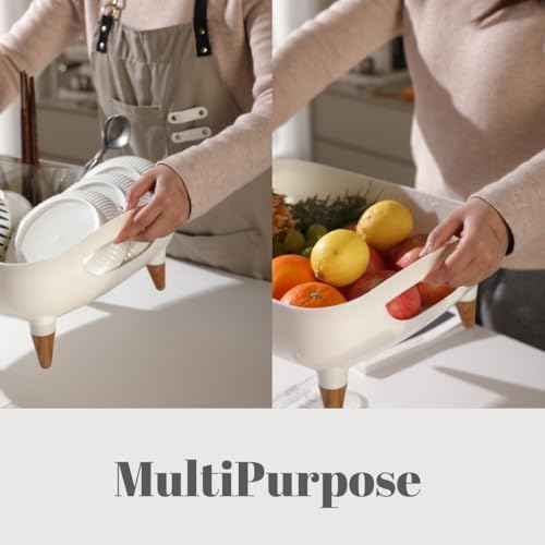 Modern Dish Drying Rack, Off White