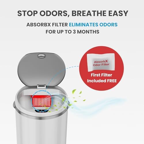 iTouchless 13 Gallon Round Sensor Kitchen Trash Can