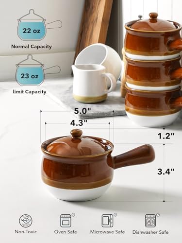 LE TAUCI French Onion Soup Bowls, 22 Ounce Ceramic Soup Bowls with