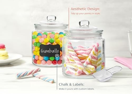 KooK Glass Storage Jars with Lids - 29oz (Set of 2), Kitchen Canisters