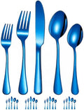 Blue Silverware Set for 4, 20-Piece Stainless Steel Flatware Set