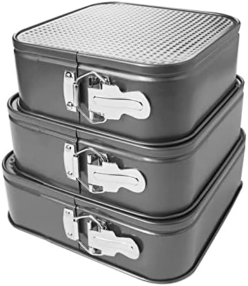 HERCHR 3PCS Square Springform Cake Pan Set, Non‐Stick