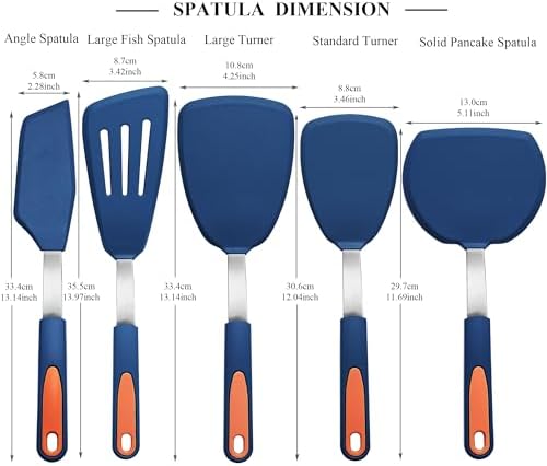 To encounter 5 Pieces Navy Blue Silicone Spatula Set