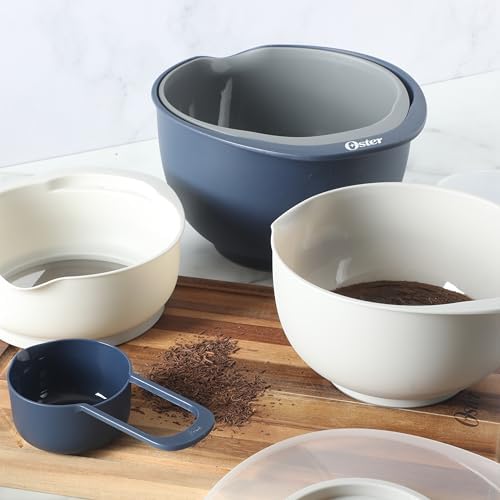 Oster 12 Piece Nesting Mixing Bowl Set, 3 Bowls with Lids & 6