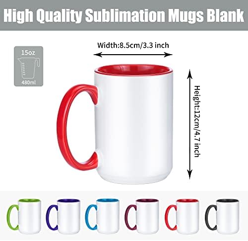 TANGLONG Sublimation Mugs 15 oz 6 Assorted Colors Set of 12