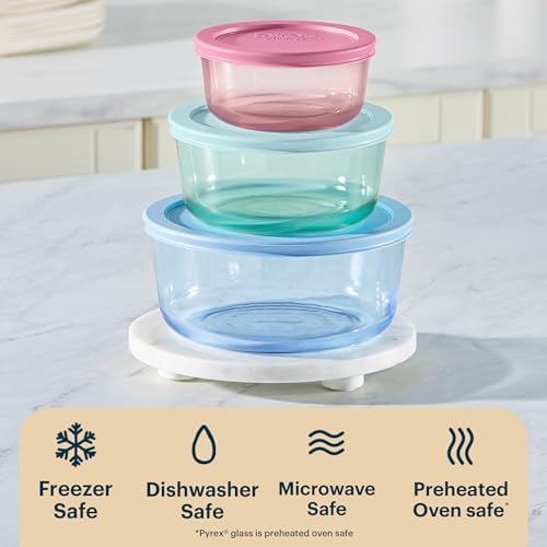 Pyrex Colors 3-Pack Medium Glass Food Storage Containers