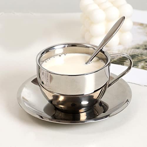 Okllen 4 Pack Stainless Steel Coffee Cup Set, 6 Oz Coffee Mugs with