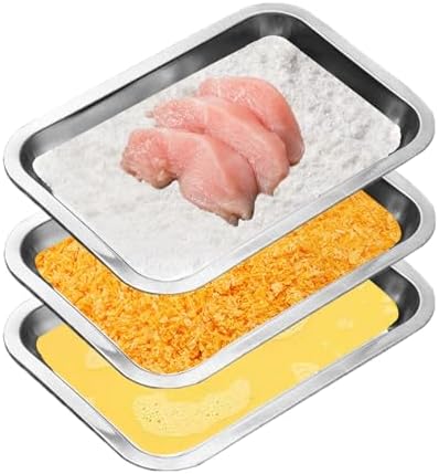 3 Pack Stainless Steel Breading Trays Set,Breading Pans for