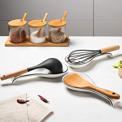 NJCharms Ceramic Spoon Rest for Stove Top, Porcelain Spoon Holder