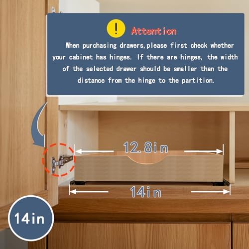 Pull Out Cabinet Drawers - 6x2 Size Options (12-23'W,18-21'D), Pre-Assembled with Soft Close Slides, Solid Beechwood, Easy Installation (14'W x 21'D)