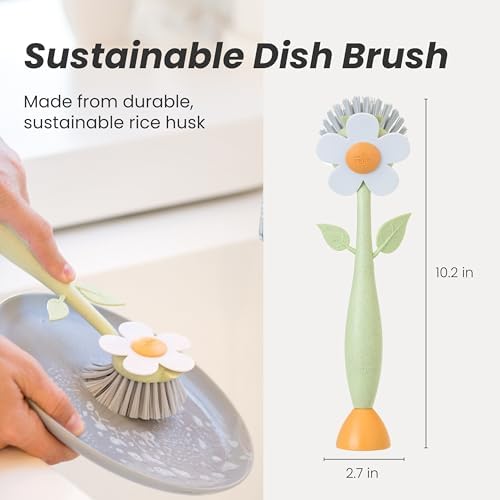 Vigar Florganic Dish Brush with Handle, Multicolor