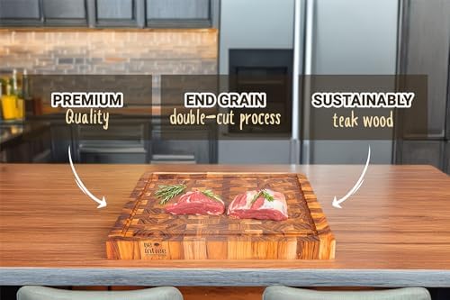 Teak Wood Butcher Block Cutting Board Set