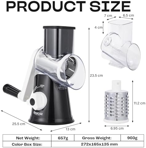 Rotary Cheese Grater Hand Crank - Cheese Shredder Hand Crank with