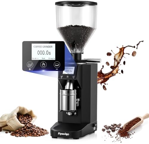 Touch Screen Electric Coffee Grinder, 60mm Flat Burr, Black