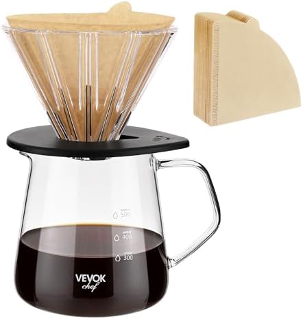 VEVOK CHEF Pour Over Coffee Maker Set, 20 Oz Borosilicate Glass Server