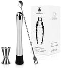 3-Piece Silver Cocktail Mixing Tool Set - Stainless Steel Bartender