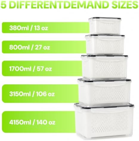 SZHLUX 5-Piece Fruit Storage Containers for Fridge