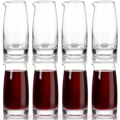 8 Pack Spouted Wine Carafe Glass, 5 Oz Creamer Milk Pouring Pitcher