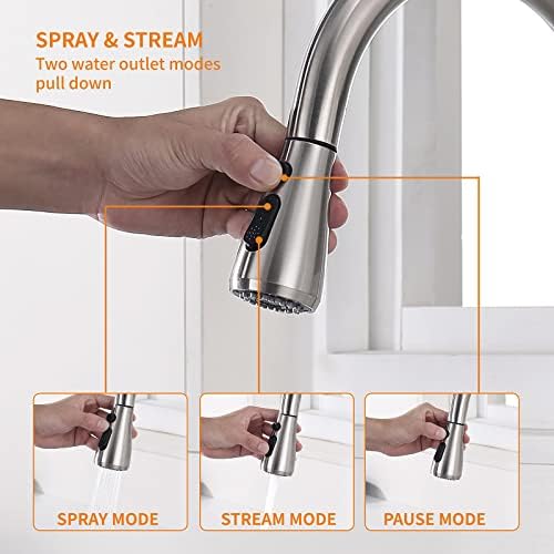 Touchless Kitchen Faucet with Pull Down Sprayer, Brush Nickel